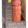 Tan 8" Vibrating + Dual Density Silicone Cock