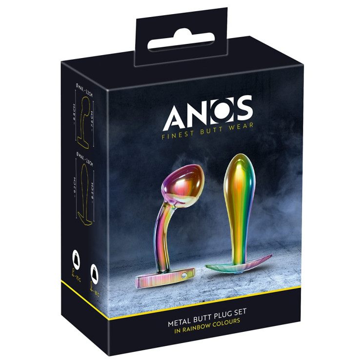 Metal Butt Plug Set in Rainbow Colours