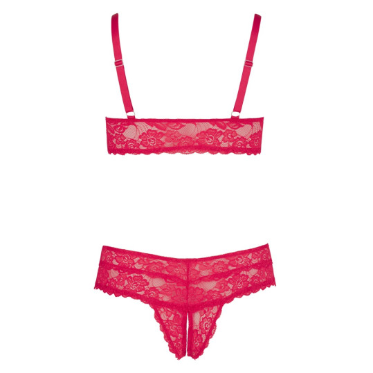 Bra and Crotchless String Red