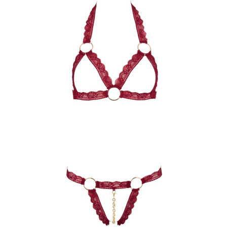 Open Bra and String Red