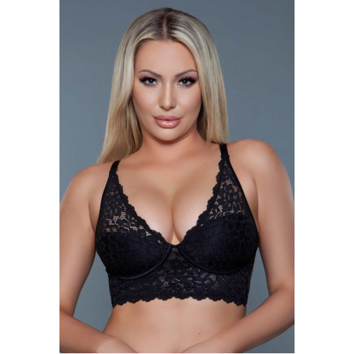 Black V Neck Bralette With Foam-lined Cups Size 32