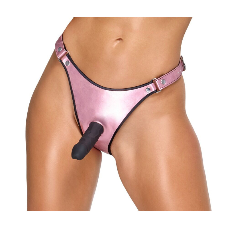 Pink Glossy Dildo Thong
