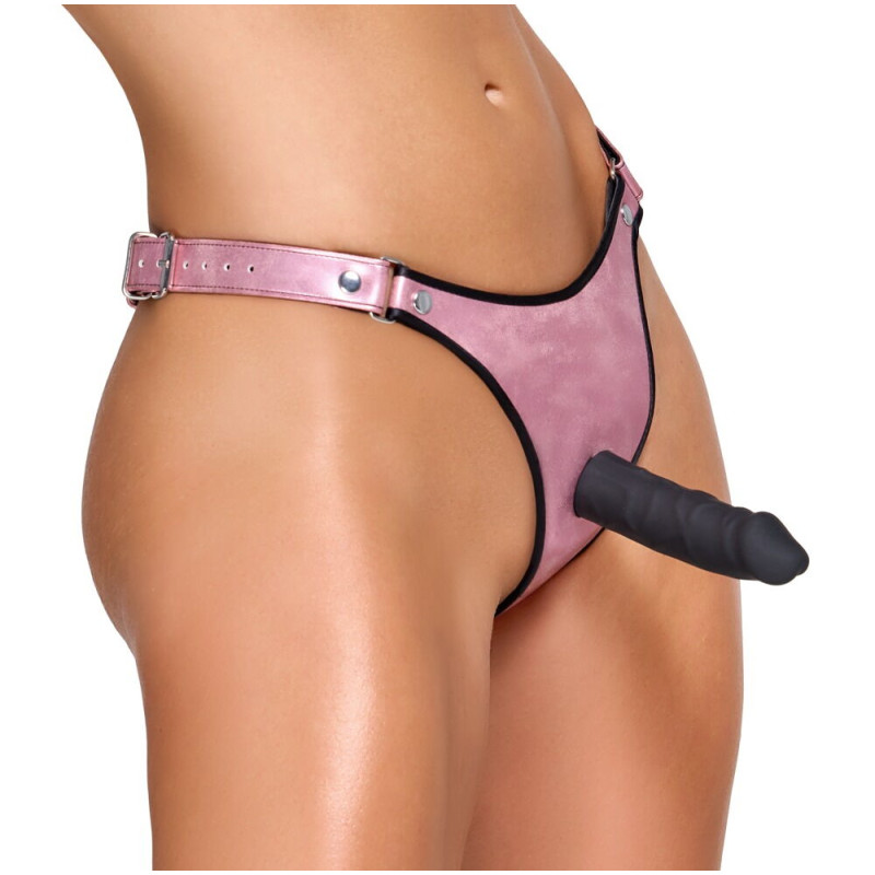 Pink Glossy Dildo Thong