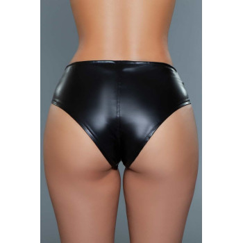 Black Low Rise Cheeky Leather Shorts