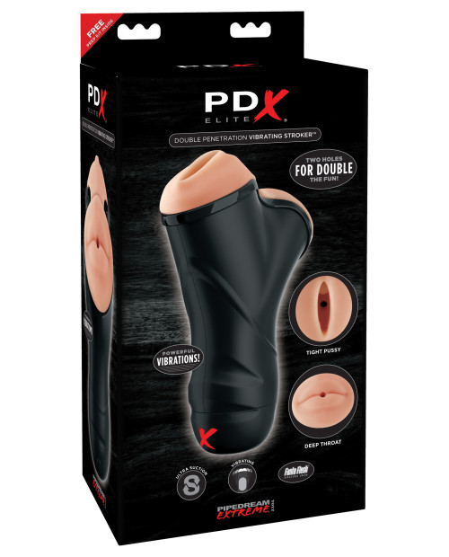 PDX Elite Double Penetration Vibrating stroker
