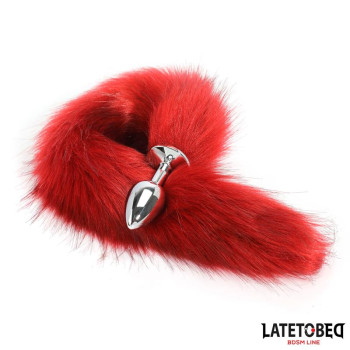  Anal plug with tail Dark Red 40 cm