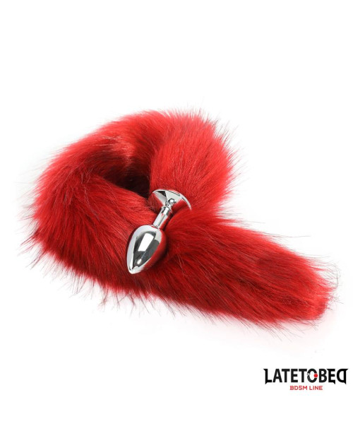  Anal plug with tail Dark Red 40 cm