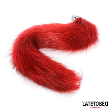  Anal plug with tail Dark Red 40 cm