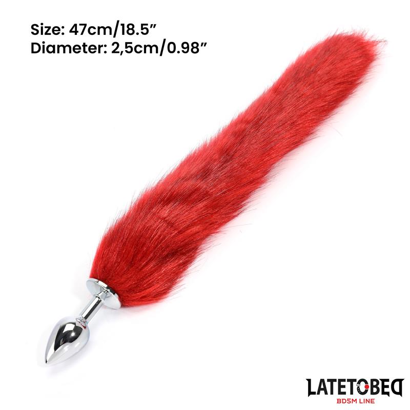  Anal plug with tail Dark Red 40 cm