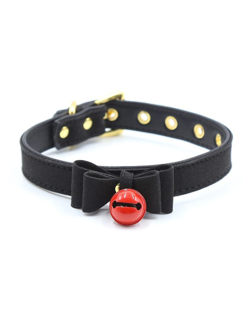  Collar with Bow and Rattle 44 cm Black/Red