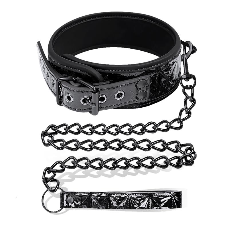  Collar with Leash Sapphire Vegan Leather
