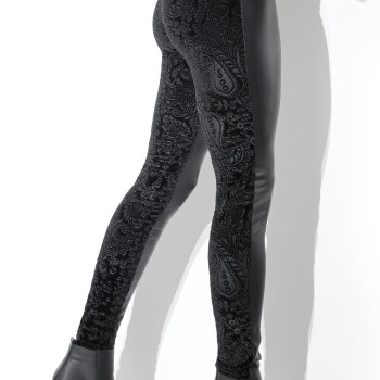 Mynstraðar svartar pleðer leggings