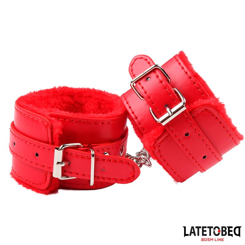  Furry Ankle Cuff Red