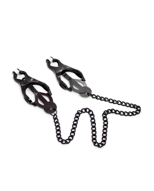  Japanese Nipple Clamps with Chain Black