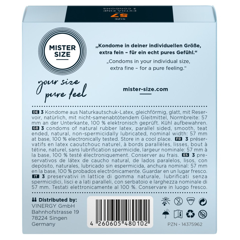 Mister Size 57mm pack of 3