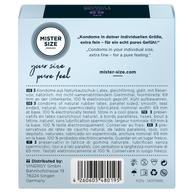 Mister Size 69mm pack of 3