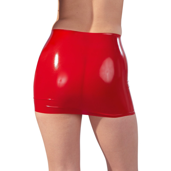 Latex Mini Skirt red