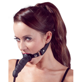 Imitate leather dildo gag