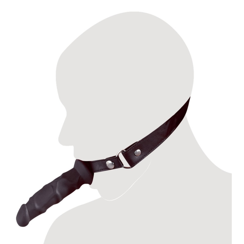 Imitate leather dildo gag