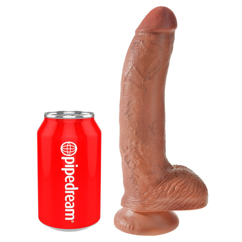 King Cock 9 inch Balls Tan