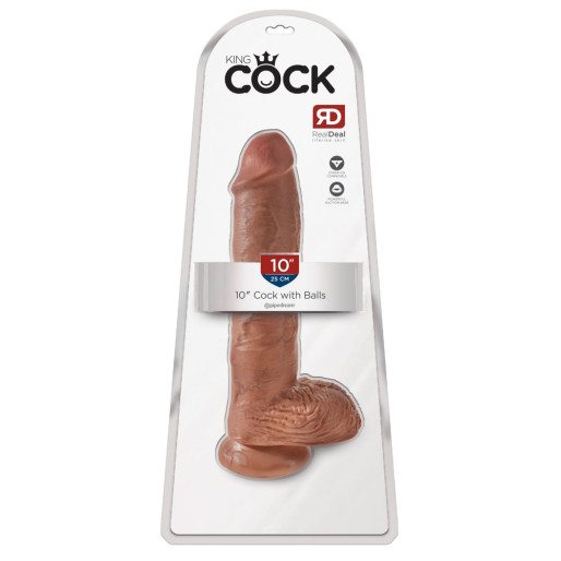 King Cock 10 inch Balls Tan