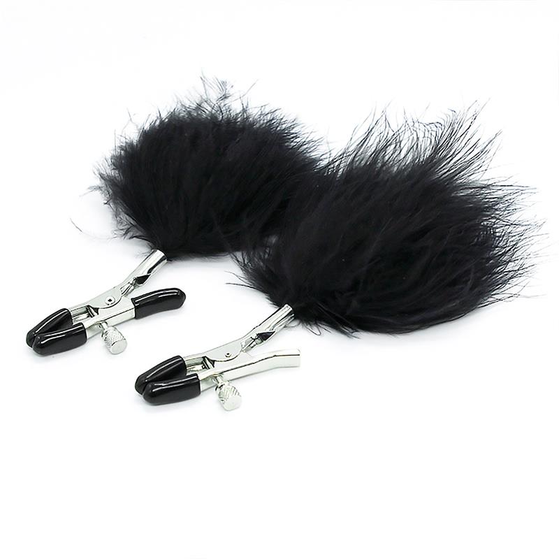  Nipple Clamps with Black Feather