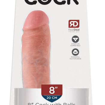 King Cock  8" Cock with Balls - Flesh