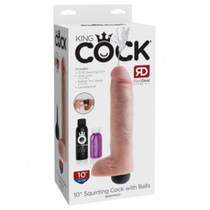King Cock 10" Squirting Cock w/ Balls - Flesh