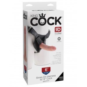King Cock Strap-on Harness w/ 6" Cock - Flesh