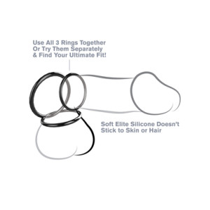 Fantasy C-Ringz Silicone 3-Ring Stamina Set - Black