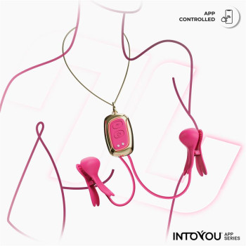  Tickly Nipple Clamps ith Vibration. Remote and Necklace with App